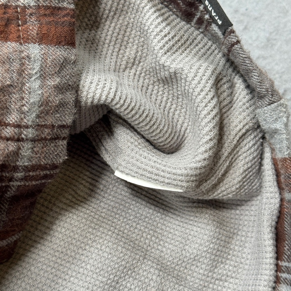 Prana Flannel Shirt Men's Large Brown Plaid Waffle Lined Long Sleeve Button Down - Picture 7 of 7
